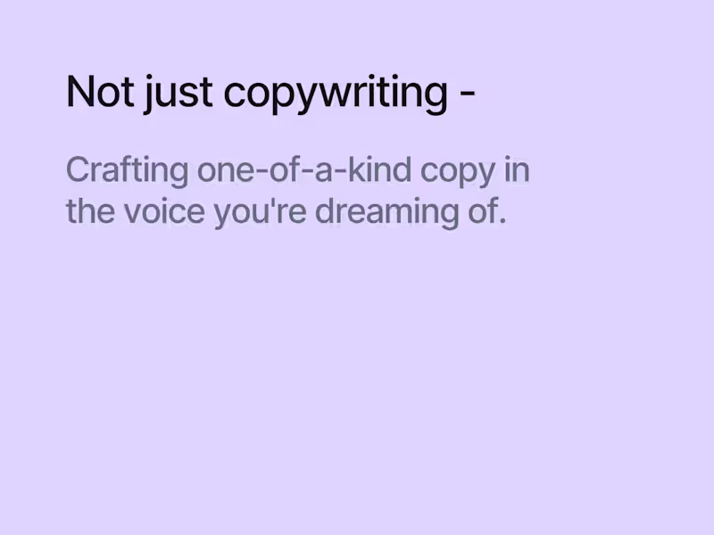Cover image for Crafting one-of-a-kind copy in the voice you're dreaming of. 