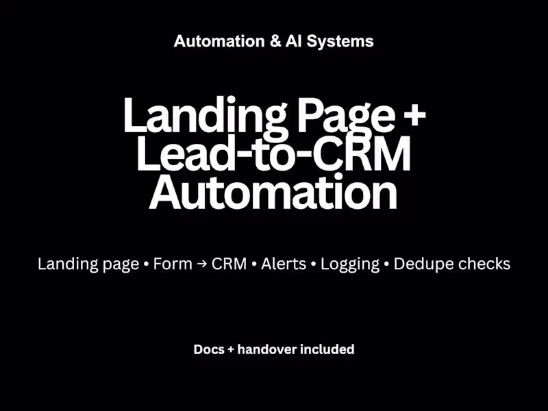 Cover image for Landing Page + Lead-to-CRM Automation