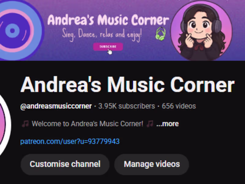 Cover image for YouTube Channel Management for Andrea's Music Corner (my own)