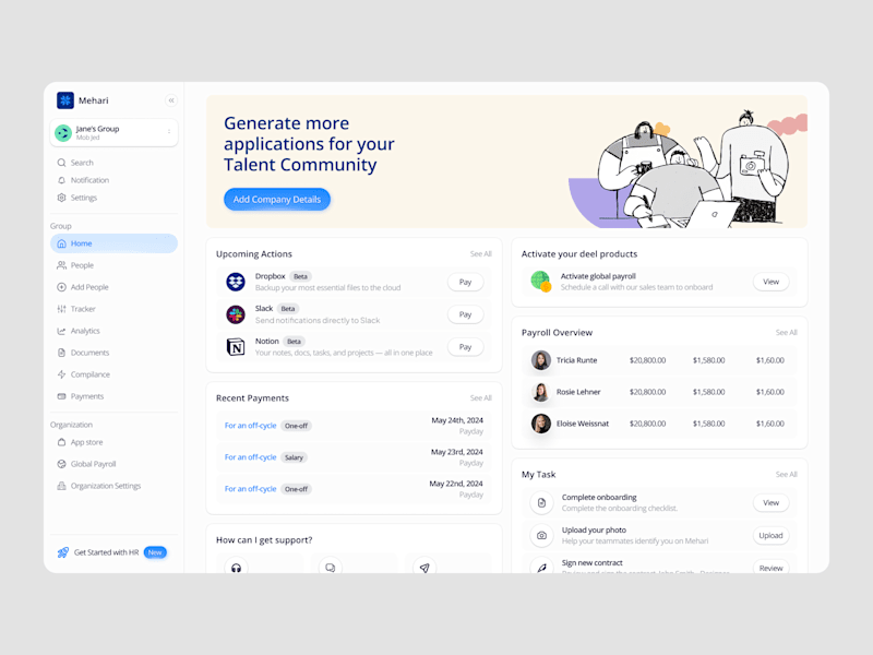 Cover image for Mehari - HR ⏐ Dashboard