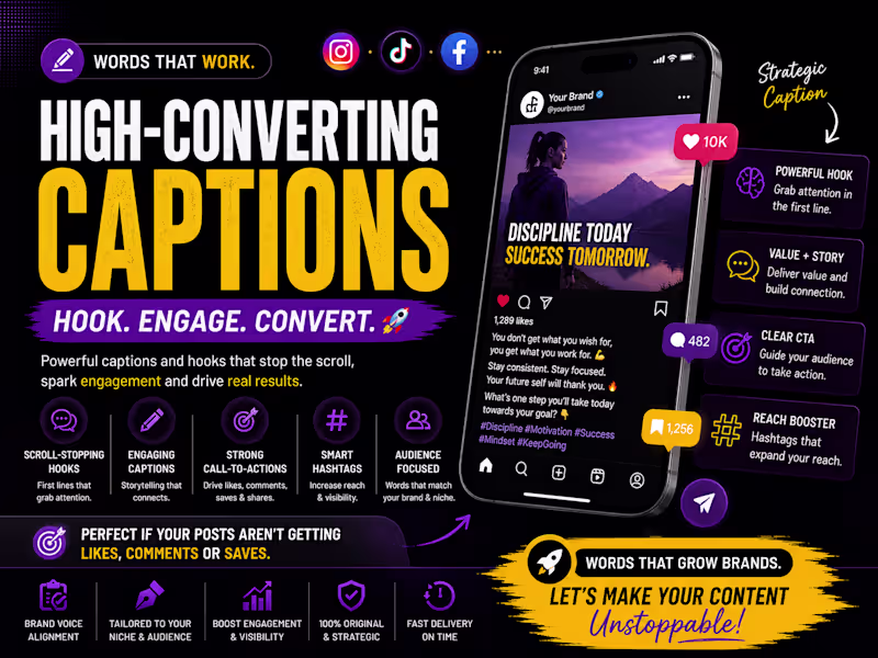 Cover image for Social Media Caption Writing & Hook Strategy for High Engagement