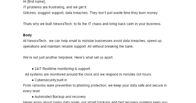 Cover image for Trust-Focused Cold Email for NexoraTech
