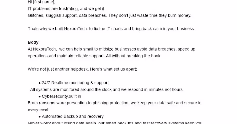 Cover image for Trust-Focused Cold Email for NexoraTech