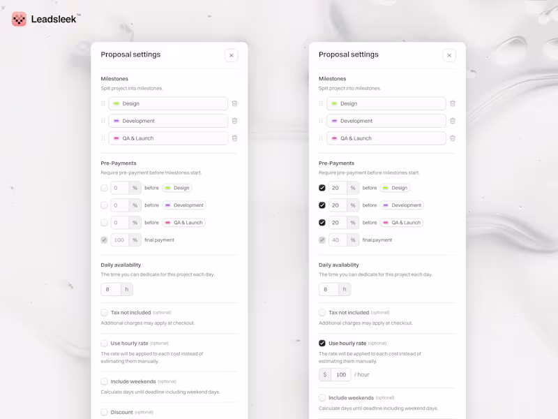 Cover image for Leadsleek.com - Customize sidebar for proposals