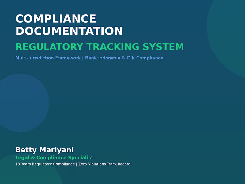 Cover image for Compliance Documentation & Regulatory Tracking