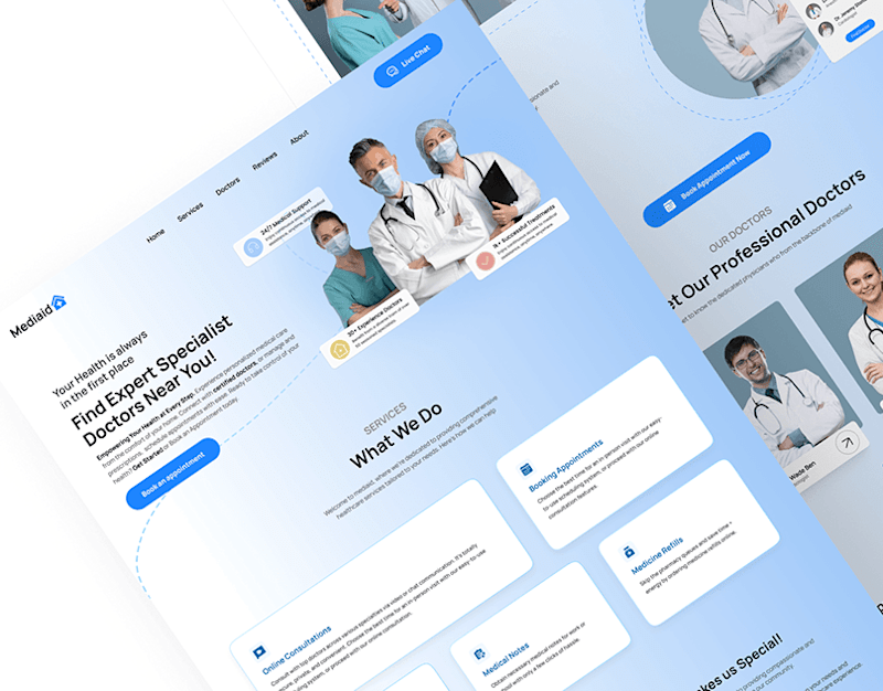 Cover image for Mediaid | Medical website landing page design
