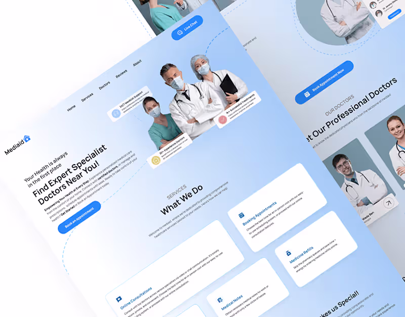 Cover image for Mediaid | Medical website landing page design