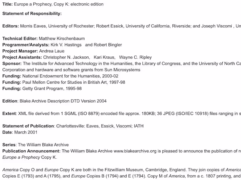 Cover image for The William Blake Archive