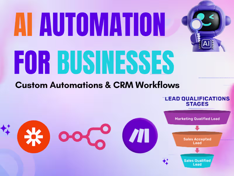 Cover image for AI Workflow Automation for businesses using Zapier, Make or n8n