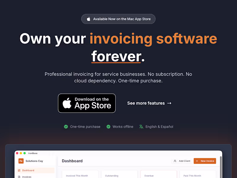 Cover image for IronBase — Invoicing Software for Small Businesses
