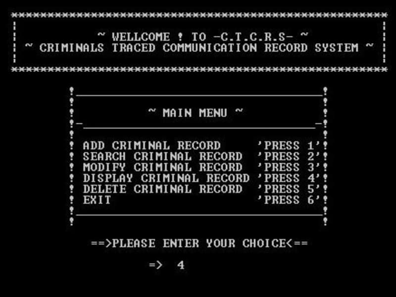 Cover image for CRIMINALS TRACED COMMUNICATION RECORD SYSTEM
