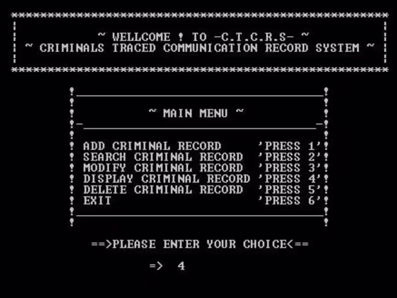 Cover image for CRIMINALS TRACED COMMUNICATION RECORD SYSTEM