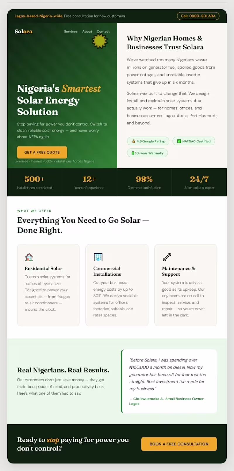 Cover image for Web Copy — Solara Energy