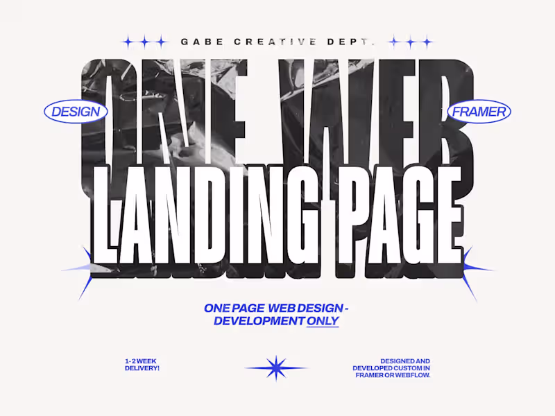 Cover image for One Web/Landing Page: Development ONLY