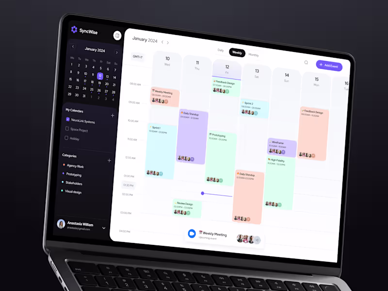 Cover image for UX UI Designer - SaaS - SyncWise Calendar