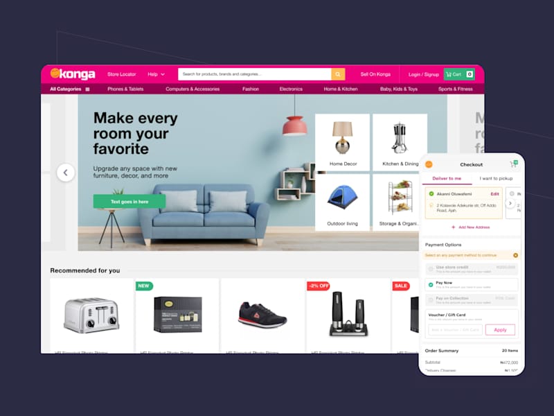 Cover image for User Research, Design & Prototyping for E-commerce ( konga )