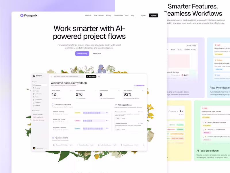 Cover image for Flowgenix AI Project Management Framer Website