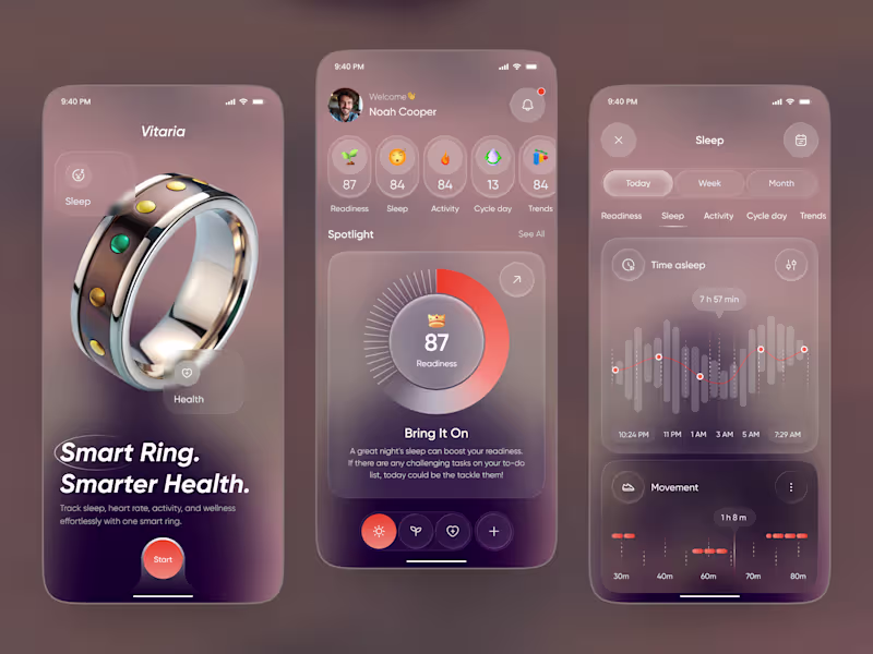 Cover image for Smart Ring Health App UI