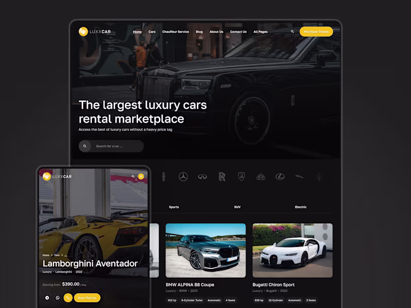 Cover image for LuxxCar - Car Rental and Dealership Template for Framer