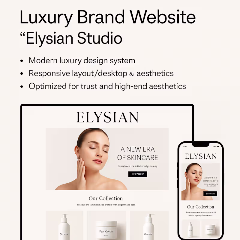 Cover image for Luxury Brand Website – “Elysian Studio” A minimalist luxury ...