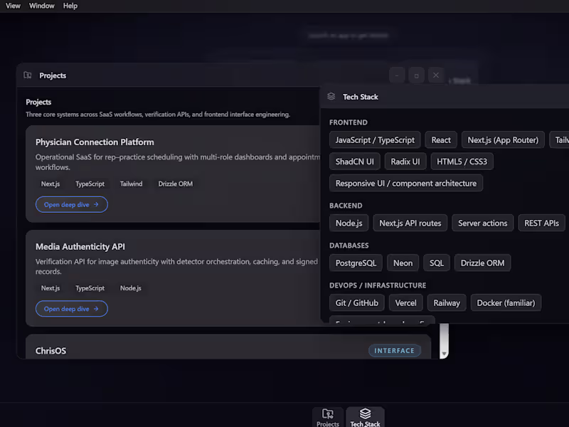 Cover image for ChrisOS — Desktop Portfolio System