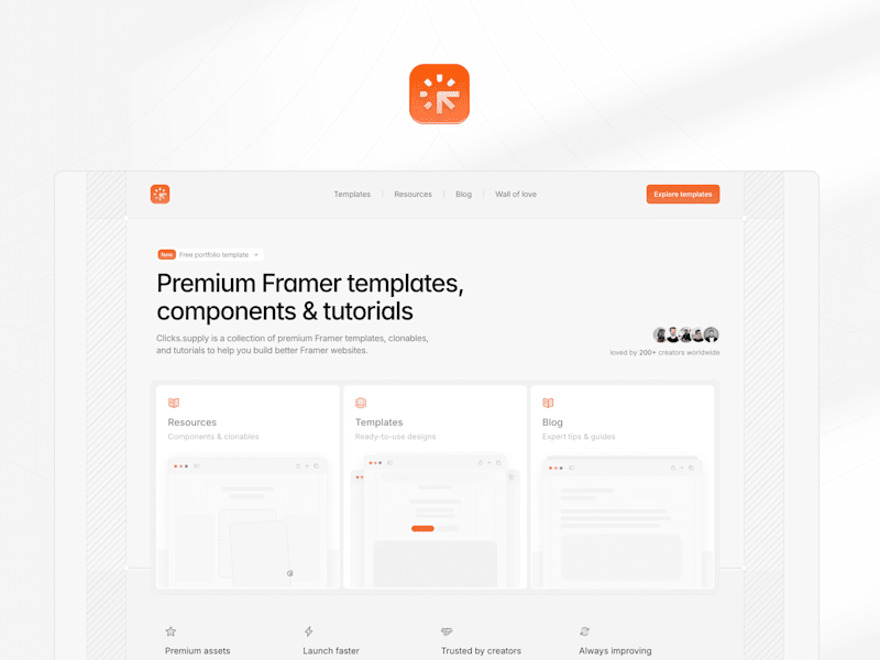 Cover image for clicks.supply · Framer Templates, Components, & Tutorials