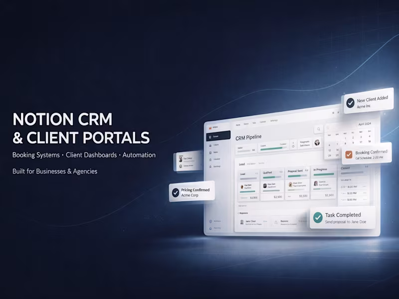Cover image for CRM & Client Portal Notion Dashboard