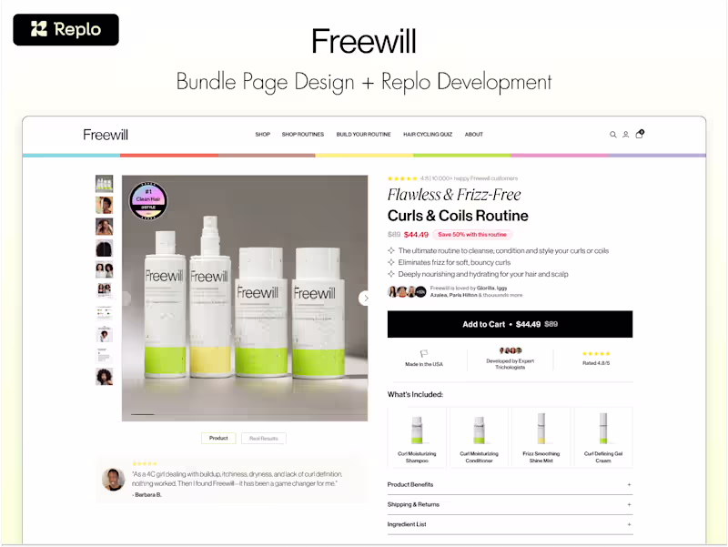 Cover image for Freewill | Bundle Page Design + Replo Development