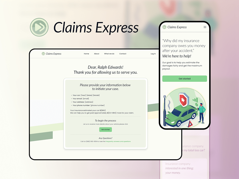 Cover image for Claims Express - Landing page on Behance