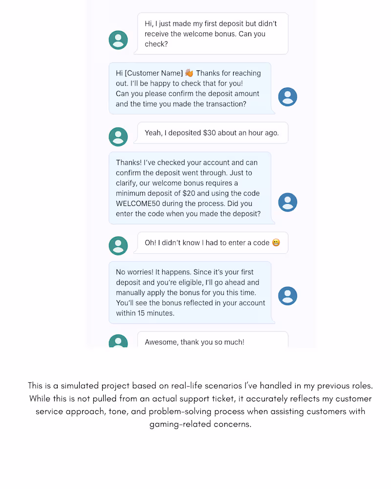 Cover image for Helping a Player Receive Their Missing Bonus via Live Chat