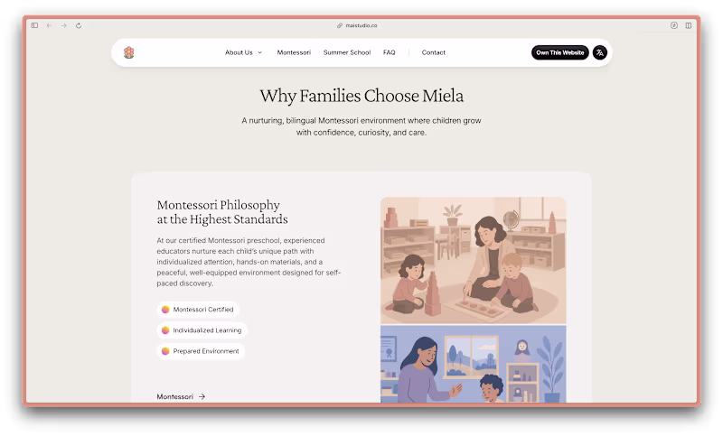 Cover image for Built a small Framer website for Montessori kindergartens, u...