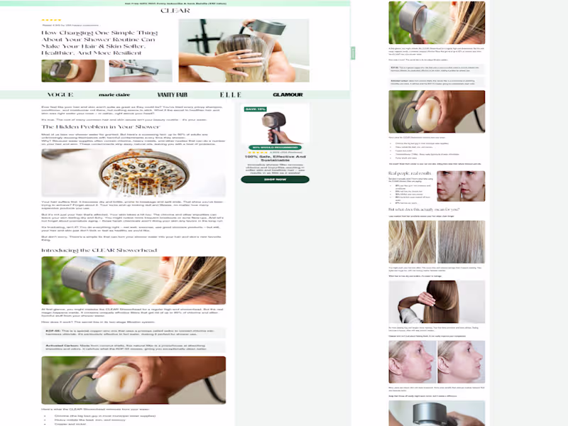 Cover image for Listicle page Build for CLEAR Showerhead