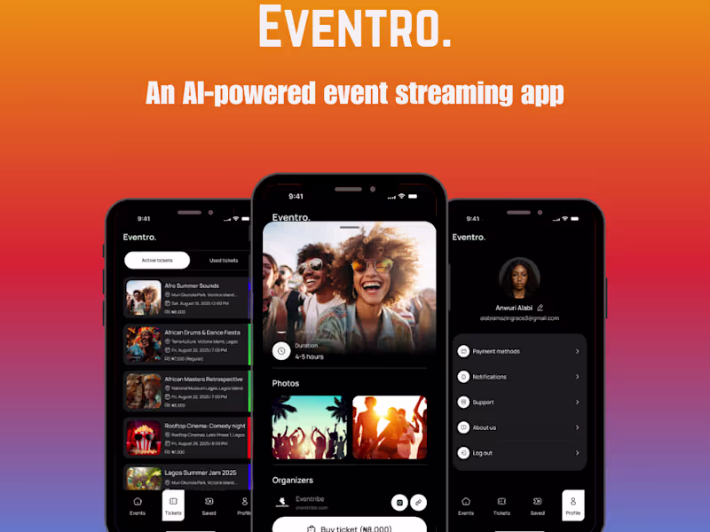 Cover image for AI Powered Events Streaming Mobile Application - Eventro