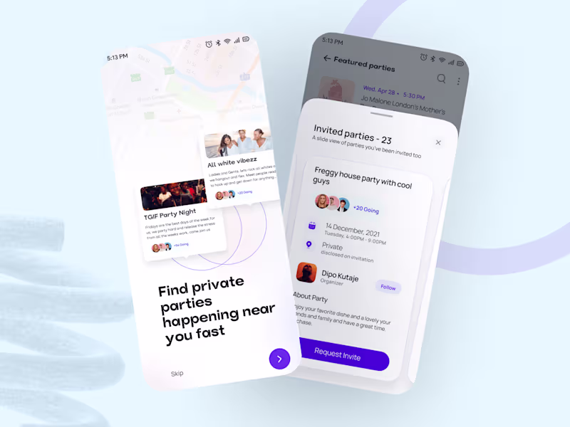 Cover image for Partyrider: UX / UI events App design
