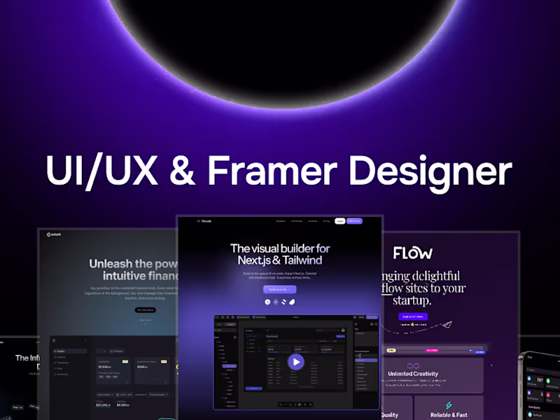 Cover image for UI/UX Designer & Framer Expert creating modern web experiences.