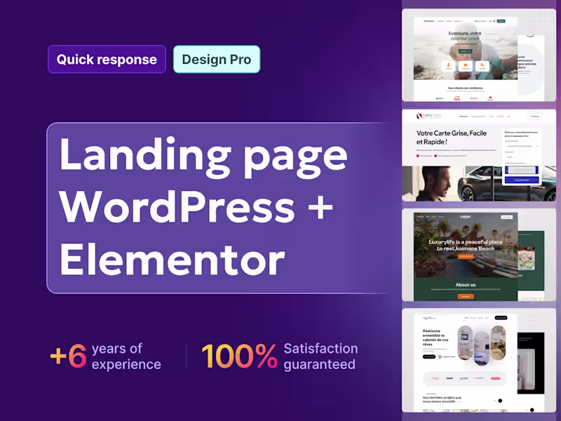 Cover image for Landing page design and creation, WordPress + Elementor