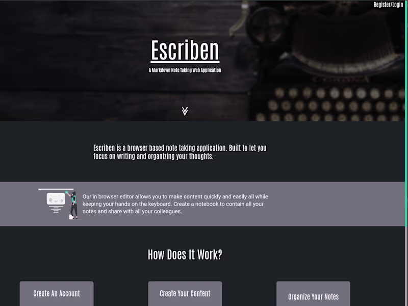 Cover image for Escriben.io | Front & Back End developed & deployed