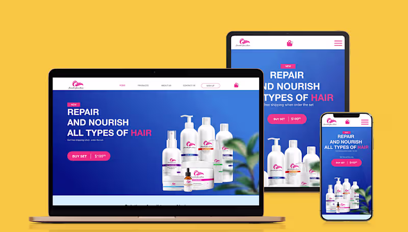 Cover image for HAIR PRODUCT RESPONSIVE WEB DESIGN on Behance