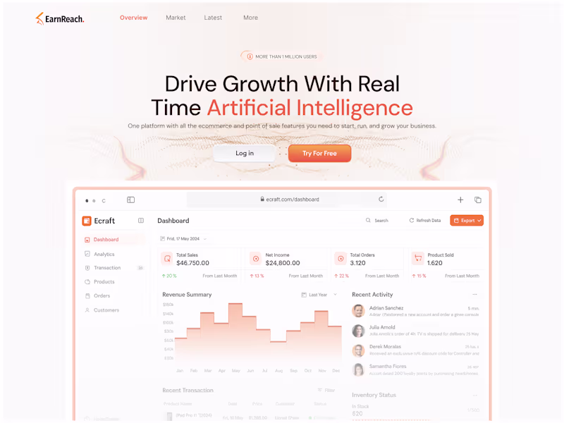 Cover image for Landing Page Design for EarnReach
