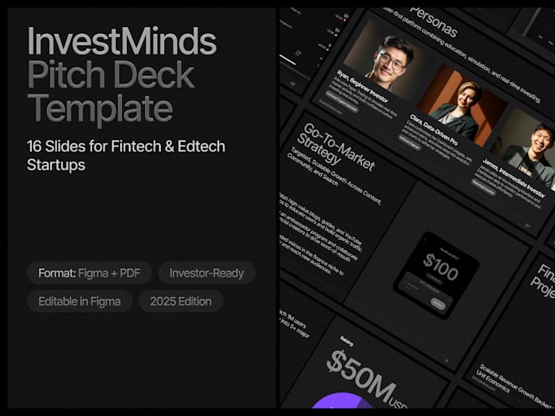 Cover image for InvestMinds Pitch Deck Template – Fintech & Education Startup