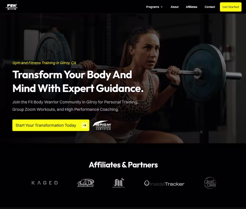 Cover image for Fitness Personal Training Website