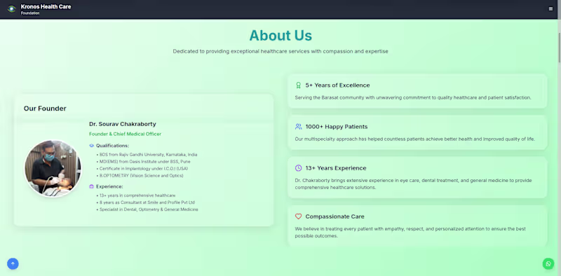Cover image for Kronos Global Care Foundation Polyclinic Website