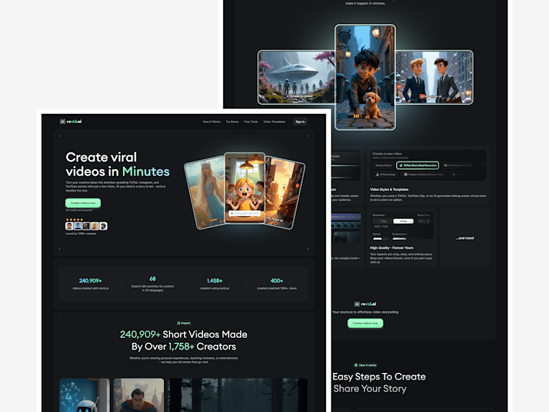 Cover image for Landing Page Design for Revid AI