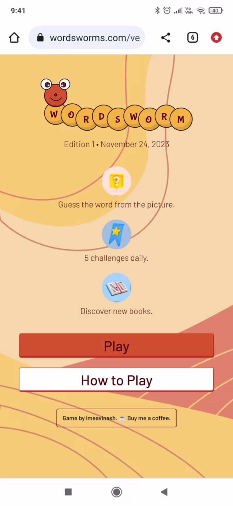 Cover image for Wordsworms - A personal word game