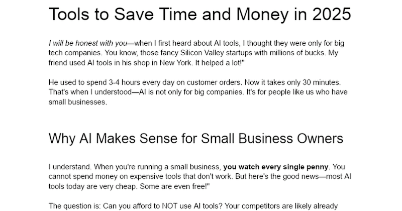 Cover image for Empowering Small Businesses with AI Tools ave Time and Money 