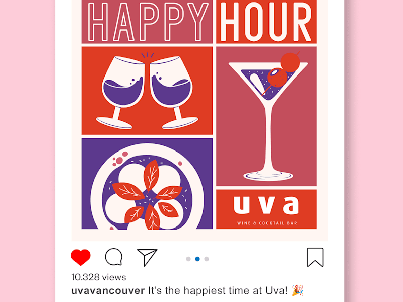 Cover image for uva wine & cocktail bar - social media, packaging, menu design.