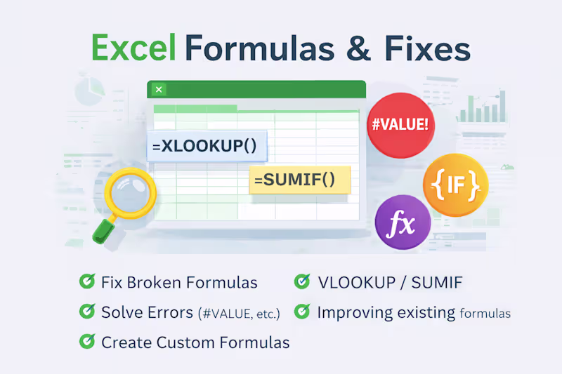 Cover image for Excel Formulas & Fixes