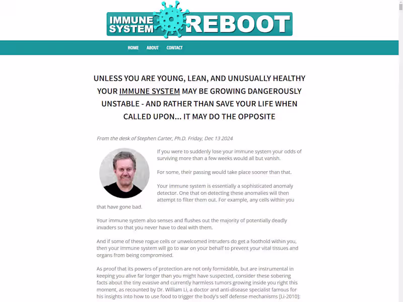 Cover image for Sales Page For Immune System Health Product