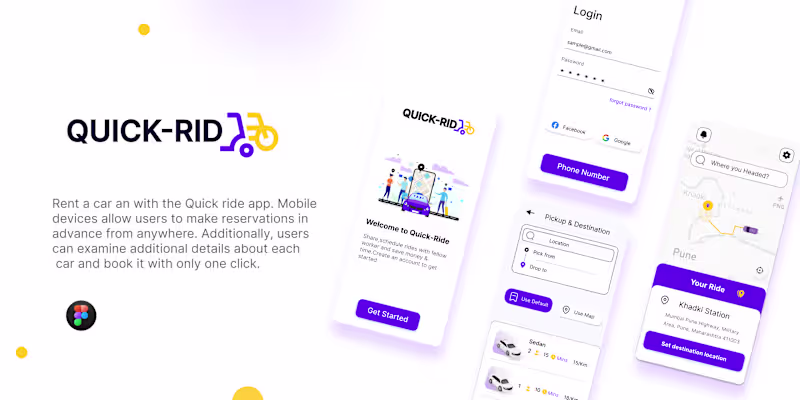 Cover image for Quick-Ride car pooling app :: Behance