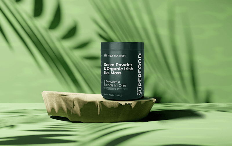 Cover image for Green Powder Packaging Design for True Sea Moss